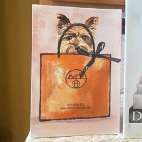 Beautiful Designer Brand & yorkie pup Canvas Wall Art set of 3 prints - Picture 4 of 6